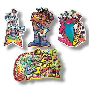 4 Vintage 90s Y2K Peace Love Rock Roll Vending Machine Stickers NOS